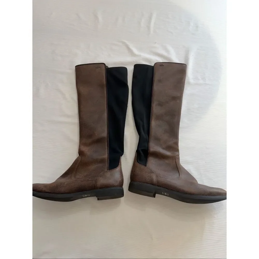 Lacoste Rosemont Tall Brown Leather Riding Boots Size 8